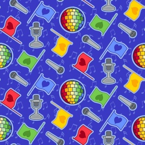 M - Everything Eurovision Blue – Multicolour flags, microphones & disco balls