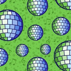 M - Green Disco Ball Music Notes – Green & Blue Mirror Glitter Ball