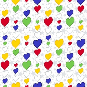 M - Blue Hearts & Stars – Bright Valentines Love Heart Stripe