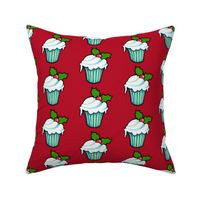 Christmas Holly Cupcake on Red