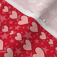 S - Red Hearts & Stars – Bright Valentines Love Heart Stripe