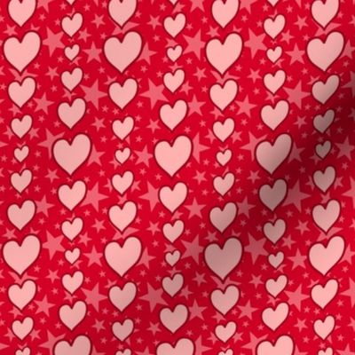 S - Red Hearts & Stars – Bright Valentines Love Heart Stripe