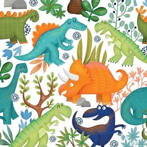 Cute Dinosaurs in bright