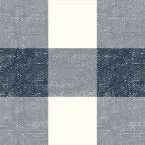 Big Gingham in Navy and Slate blue - 24 inch repeat