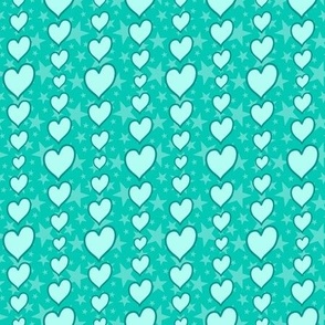 Hearts & Stars - SMALL (Quilting & Crafting) -Mono Aqua Teal Green