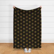 Vintage Dandelion Print in Black and Gold Texture, Mid Century Modern Luxury Floral Pattern MEDIUM