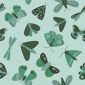 moths and butterflies - light green - shw1006 f