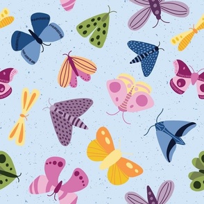 moths and butterflies - light blue - shw1006 j