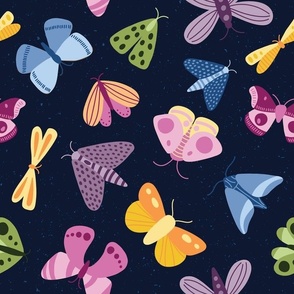 moths and butterflies - dark blue - shw1006 k