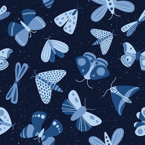 moths and butterflies - dark blue - SHW1006 M