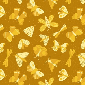 moths and butterflies - dark mustard yellow - SHW1006 P