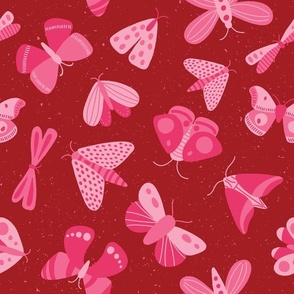 moths and butterflies - pink and red - SHW1006 W