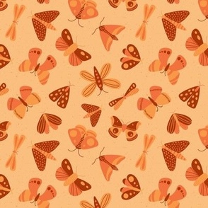 moths and butterflies - peach - small scale - shw1006 cc