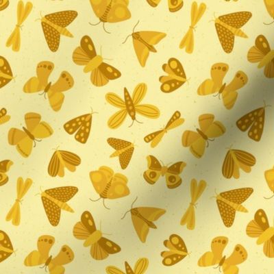 moths and butterflies - light yellow - small scale - SHW1006 DD