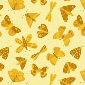 moths and butterflies - light yellow - small scale - SHW1006 DD