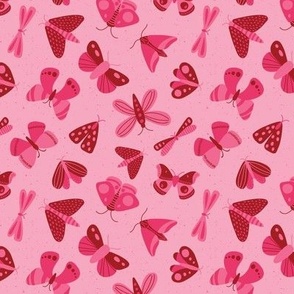 moths and butterflies - pink - small scale - shw1006 gg