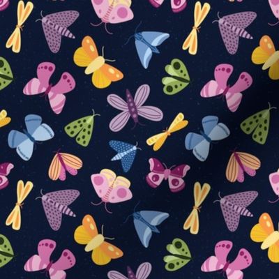 moths and butterflies - dark blue - small scale - shw1006 kk