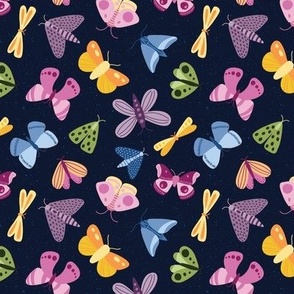 moths and butterflies - dark blue - small scale - shw1006 kk