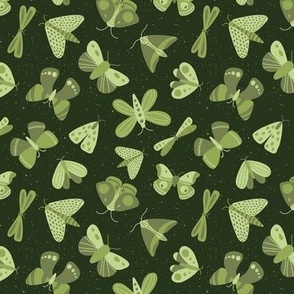 moths and butterflies - dark green - small scale - shw1006 ll