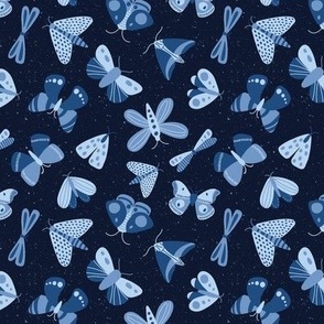 moths and butterflies - dark blue - small scale - shw1006 mm