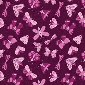 moths and butterflies - magenta - small scale - shw1006 nn