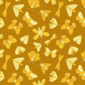 moths and butterflies - mustard - small scale - shw1006 pp