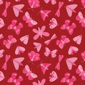 moths and butterflies - pink and red - small scale - shw1006 ww