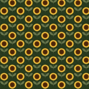 Geometric sunflowers - green background - small scale shw1010 aa