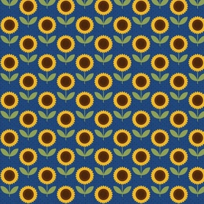 Geometric sunflowers - blue background - small scale - shw1010 bb