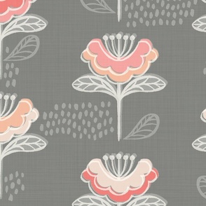Mod Blooms on Pewter Gray - XL