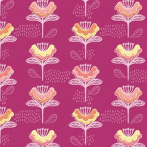 Mod Blooms on Bubblegum Pink - Large