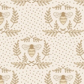 Garden Bee Damask | Ivory | Cottage Garden