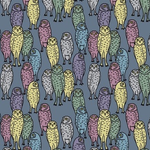 medium - pastel owls on blue