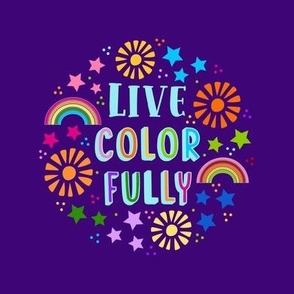 6" Circle Panel Panel Live Color Fully Rainbows Stars and Sunshine for Embroidery Hoop Projects and Quilt Squares