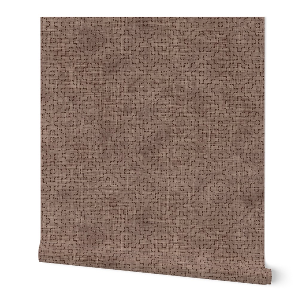 Sashiko Crosses in Warm Earth Tones (xl Wallpaper | Spoonflower