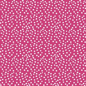  painterly polka dots - raspberry and white
