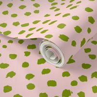  painterly polka dots  - blush pink and moss green