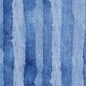 Watercolor And Denim Stripes In Jeans Blue