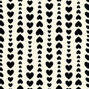 Vertical stripes of black hearts