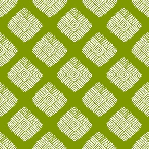 tribal diamond ikat -  moss green and white 