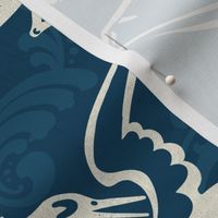 OISEAUX DANSANTS NOUVEAU - VINTAGE WHITE ON TEAL