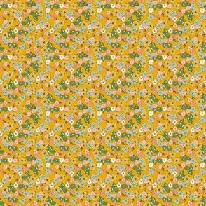 Cottage Core florals, Farmhouse florals, mustard yellow ditsy floral Liberty floral by Terri-Conrad-Designs