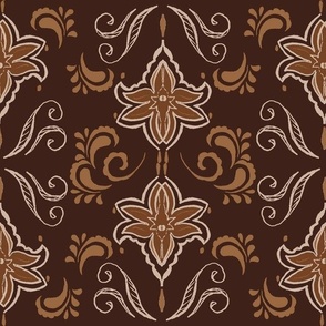 Dessert Lily Floral - Dark Oak - Medium Scale 