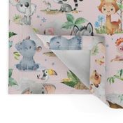 12” Wild Safari Animals (shell pink) Cute Baby Girl Jungle Animals, 12” repeat