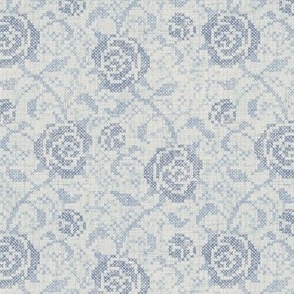 Cross Stitch Roses - 6" medium - blue 