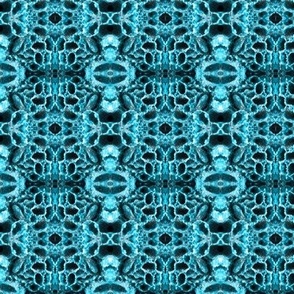 Ocean blue coral lace effect Ogees on dark background 3” repeat