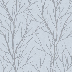 Winter Trees on Blue Linen