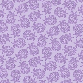 Peonies Block Print Amethyst Purple by Angel Gerardo - Small Scale