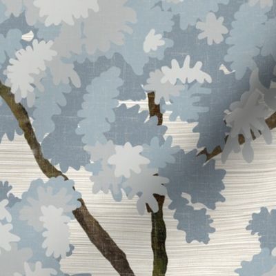 Grasscloth-Ernesto Blue Trees- Agreeable Gray Wallpaper