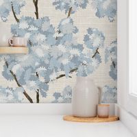 Grasscloth-Ernesto Blue Trees- Agreeable Gray Wallpaper